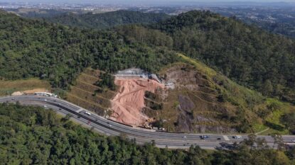 Obra de contenção de encosta na rodovia Mogi-Dutra tem conclusão prevista para novembro